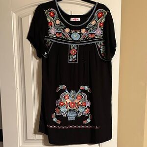 Buddy Love Black Floral Embroidered Blouse